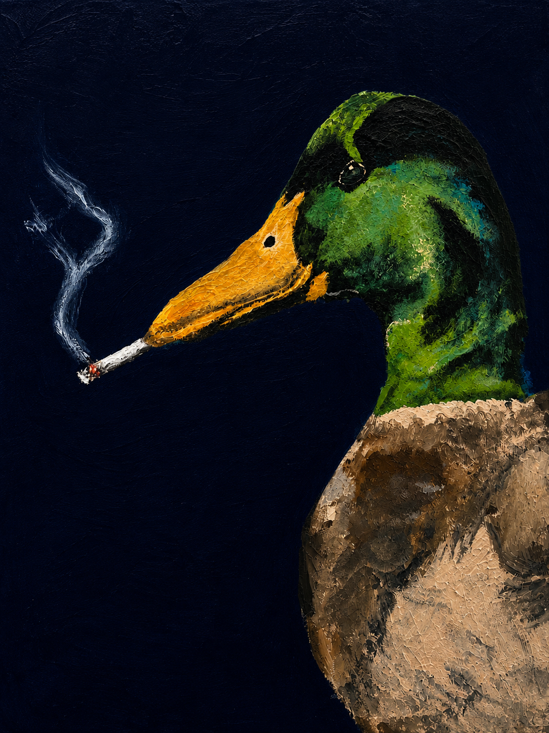 Mallard, Midnight — Acrylic on canvas