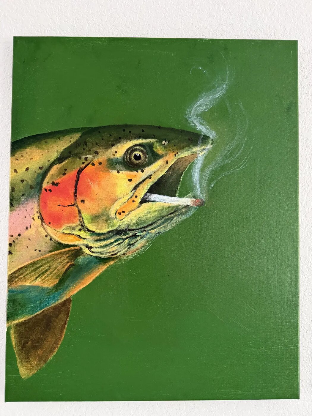 Smoke Break — Acrylic on canvas, 16" × 20"