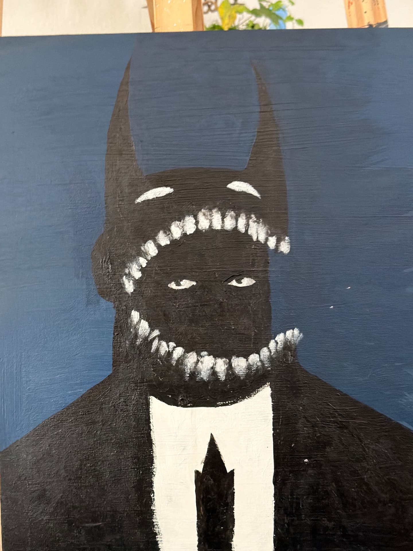 Bat in a Suit — Acrylic on canvas, 18" × 24"
